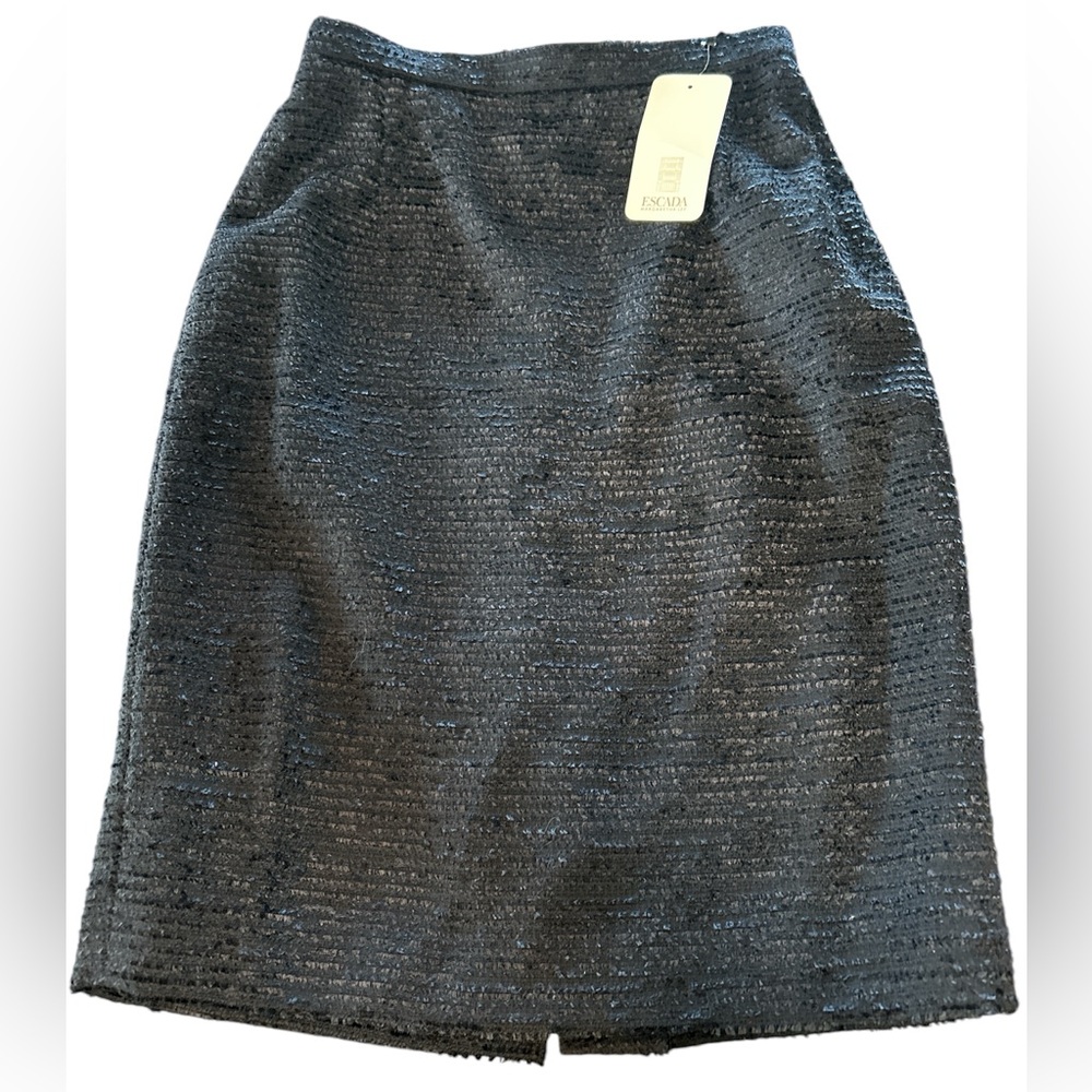 Vintage Escada textured tweed midi skirt black 6